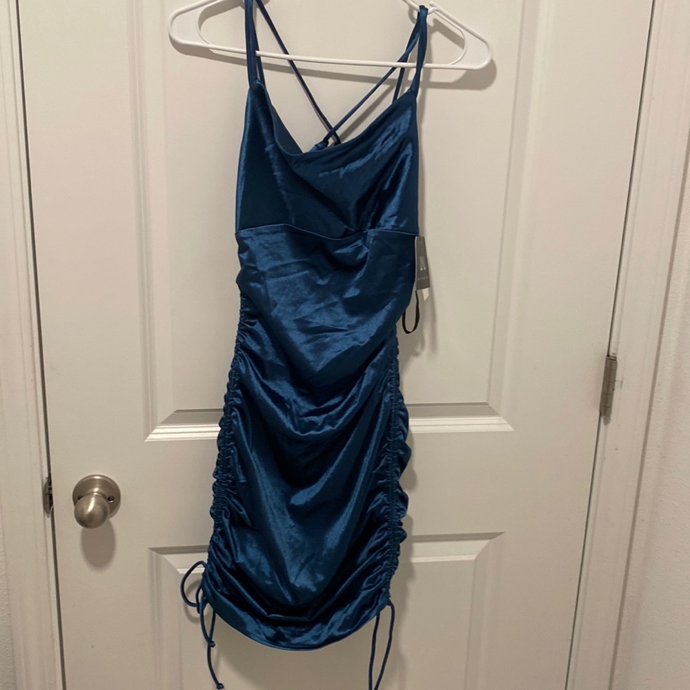 IN San Francisco Blue Silk Mini Dress Size S